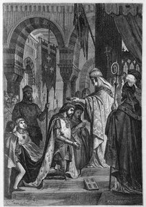 Anjou Kralı I. Charles (Sicilya Kralı I. Charles) (1226-1285), 28/06/1265 tarihinde Papa IV. Clement (v. 1195-1268) tarafından Sicilya Krallığı