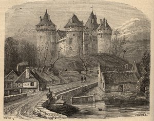 Chateau de Combourg - Ille-et-Vilaine Brittany - “” PATRIE” üzerine gravür - LUCIEN HUARD TARAFINDAN 6 CİLTTE FRANSA