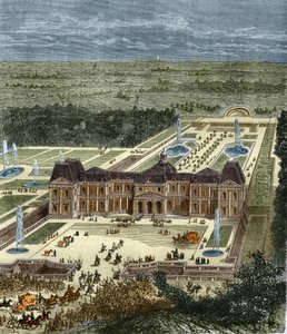 Kral Louis XIV zamanında Chateau de Vaux Le Vicomte (Vaux-Le-Vicomte). 19. yüzyılın gravürü. by Unknown artist