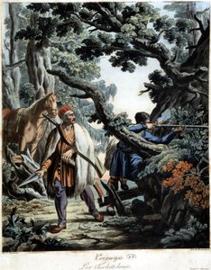 Çeçenler bir Kafkas ormanında pusuya düşürüldü, deb. 19. yüzyıl by Unknown artist