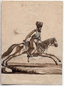 ""Baş (ataman) Kazak"" (Kazak Atamanı) Anonim çizim 1818 Dim 11.4x8.2 cm Özel Koleksiyon by Unknown artist