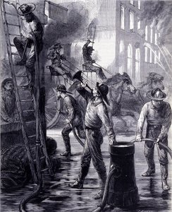 Chicago İtfaiyesi Yangın Çıkarıyor, Amerika Birleşik Devletleri. 19. yüzyıl by Unknown artist