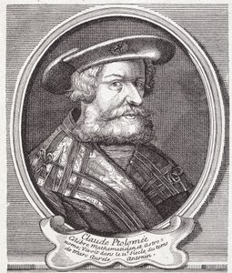 Claude Ptolemy (v. 90 - v. 168), Yunan astronom, matematikçi ve coğrafyacı. 19. yüzyılın gravürü. by Unknown artist