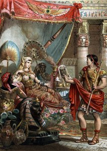 Kleopatra (MÖ 69-30) Mısır Kraliçesi. Mark Antoine ile (MÖ 83-30), 1881 gravürü by Unknown artist
