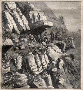 Alplerde bir dağ yolu inşaatı - "La Science francaise" gravürü by Unknown artist