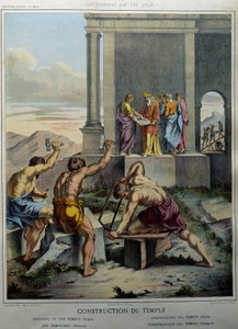 Süleyman Tapınağının İnşası - “” Kutsal Tarih”te, ed. balta by Unknown artist