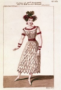 Piotr veya Petr Ilyich Tchaikovsky (veya Tchaikovsky veya Ciajkovskij veya Tchaikowsky) tarafından “Uyuyan Güzel” balesinde dansçı Maria Taglioni (1804-1884) kostümü by Unknown artist