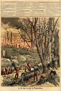 Fontainebleau ormanında suç yangını. “” Le petit Journal” da gravür 22/04/1893. Selva