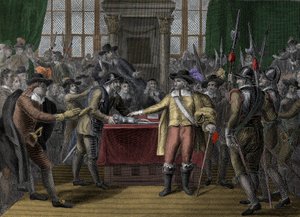 Cromwell Uzun Parlamentoyu feshetti - Rump Parlamentosu - Oliver Cromwell (1599-1658) İngiliz Parlamentosunu feshetti by Unknown artist