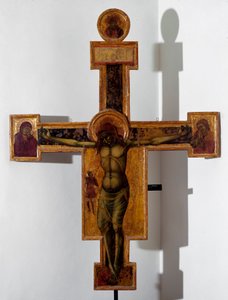 Çarmıhta çarmıha germe “”INRI””. Anonim ahşap boyama. 15. yüzyıl Savona, Pinacoteca Civica by Unknown artist