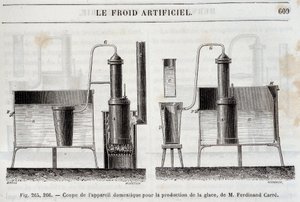 Buz üretimi için yerli ekipmanın kesilmesi, Ferdinand Carre tarafından - Louis Figuier tarafından “” Les harikalar de l