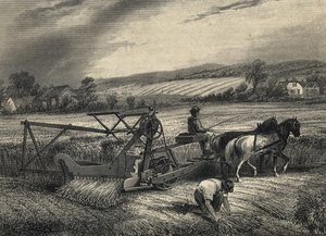 Cyrus McCormick'in 1831'deki biçme makinesi, 1851'deki Crystal Palace sergisinde sergilendi. by Unknown artist