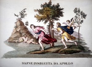 Apollon tarafından takip edilen Daphne - Mitolojik Sözlükte by Unknown artist