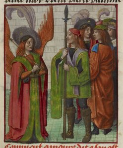 'Le Roman de la Rose'dan Amour (Aşk) ve ordusunun minyatürünün detayı by Unknown artist