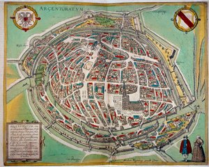 Abraham Hogenberg (yaklaşık 1608-1653) tarafından yapılan Strasbourg şehrinin ayrıntılı haritası. 17. yüzyıl Paris B.N. by Unknown artist