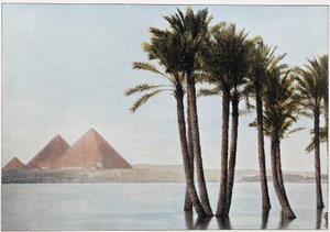 Mısır: Nil seli ve Giza piramitleri (Gizeh, Gizeh, Giza). by Unknown artist