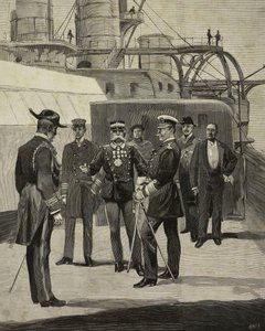 Almanya İmparatoru Wilhelm II (1859-1941) Sicilia zırhlısını ziyaret ederken, Venedik, İtalya, L