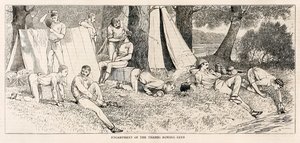 Thames Kürek Kulübü'nün kampı.? ?Henley Regatta'daki bir buhar lansmanından eskizler? Temmuz 1878'de yayınlandı by Unknown