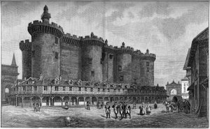 Bastille bölgesini hapishane ile birlikte temsil eden gravür, 1788. by Unknown artist
