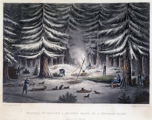 Bir kış gecesi kampın kurulması - “” 1819-1821 yıllarında Kutup Denizi kıyılarına bir yolculuğun Anlatısında”, John Franklin, ed. Londra by Unknown artist