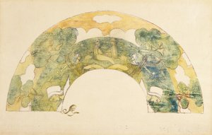 Evantail - Bretons Au Bord De La Mer (Fan - Bretons By The Sea) (el boyamalı çinkograf ve monotip) by Unknown artist