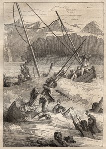 Jean Francois Galaup de La Perouse (1741-1788) tarafından dünya çapında sefer (1785-1788): Fransız (Alaska) limanında teknelerin batığı - "18. Yüzyılın Büyük Denizcileri" nden alınan resim by Unknown artist