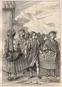 Jean Francois Galaup de La Perouse (1741-1788) tarafından dünya çapında keşif (1785-1788): Concepcion (Şili) sakinlerinin kostümleri - “18. Yüzyılın Büyük Denizcileri” nden alınan çizim” by Unknown artist