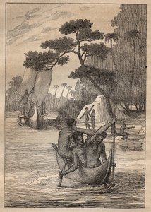 Nicolas Thomas Marion-Dufresne (Marion Dufresne) (1729-1772) tarafından keşif gezisi: Admiraut adalarından kanolar (Bismarck Takımadaları, Papua Yeni Gine) - "" 18. Yüzyılın Büyük Denizcileri"nden alınan çizim" by Unknown artist
