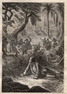 Nicolas Thomas Marion-Dufresne (Marion Dufresne) (1729-1772) tarafından yapılan keşif: hayatta kalan tek denizci, Marion da dahil olmak üzere tüm yoldaşlarının Assassins Körfezi (Matuaro Adası, Yeni Zelanda) yerlileri tarafından katledilmesine tanık oldu - by Unknown artist
