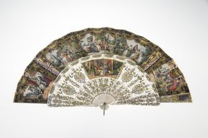 Fan, c.1860, Basılı ve boyalı kağıt, sedef, altın, gümüş ve bakır metaller ve ayna, Yapıcı bilinmiyor by Unknown artist