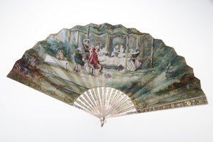Fan, c.1870, Basılı ve boyalı kağıt, sedef, altın, gümüş ve bakır metaller ve ayna, Yapıcı bilinmiyor by Unknown artist