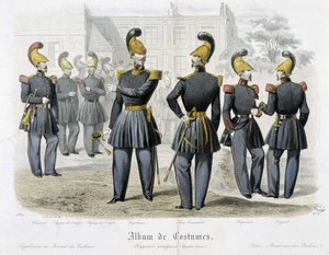 İtfaiyeciler üniformalı - “” Kostümler albümünde””” by Unknown artist