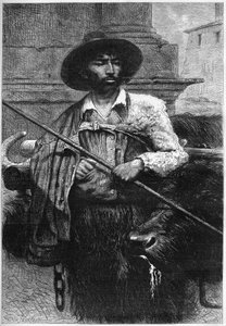 Eski çiftçi: manda sürücüsü (mozzarella için manda yetiştiriciliği) “İllüstrasyonlu Dünya”da gravür by Unknown artist
