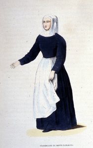 Aziz Elizabeth'in Fransisken rahibesi. Macaristan Aziz Elizabeth (1207 - 1231) tarafından kurulan düzen. 19. yüzyılın gravürü. by Unknown artist