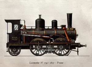 Fransız treni: Lokomotif Numero 154, 1855. Gravür. Paris, Dekoratif Sanatlar by Unknown artist
