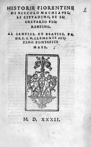 Niccolo (Bernardo dei tarafından) Machiavelli (Nicolas Machiavel) tarafından "" Historie Fiorentine