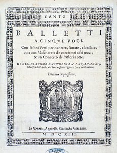 Giovanni Giacomo Gastoldi tarafından beş ses için Balletti