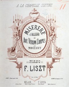 Allegri'nin Miserere'nin ön parçası ve Mozart'ın Ave verum corpus'u, Liszt tarafından piyano için kopyalandı (1865) by Unknown artist