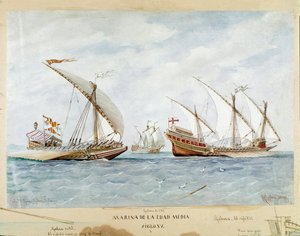 15. yüzyılın kadırga ve kalyonu (Suluboya by Unknown artist