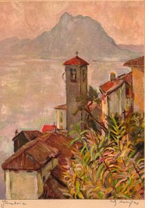 Gandria, İsviçre, Mont San Salvatore ve Lugano Gölü ile birlikte, Fritz Meijer