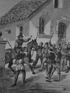 Alman Köylü Savaşı (1524-1526): Feuerbacher ve isyancı köylüler, Matern Feuerbacher, Köylü Savaşı#39;nda çiftçilerin lideriydi by Unknown artist