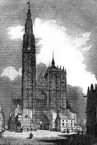 Gotik mimari: Katedralin görünümü Notre Dame (Notre Dame) Antwerp (Gotik tarz by Unknown artist