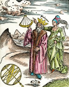 Yunan gökbilimci Claude Ptolemee (Claudius Ptolemaeus) (MS 90-168 civarında) sekstant ve Astronomi kullanıyor. 1503