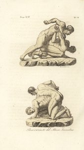 Pankration dövüş sanatında yarışan Yunan sporcular by Unknown artist