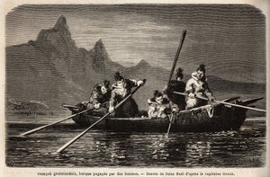 Grönland Umyak, kadınlar tarafından işletilen tekne türü. 1860-1862
