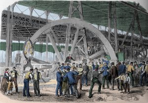 Greve du Creusot. Atölyelerde, ödeme sırasında uzlaştırıcı bir işçi. 19. yüzyıl. by Unknown artist