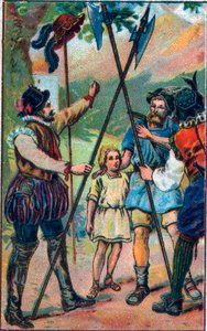 Guillaume Tell (William Tell) (İsviçre bağımsızlığının efsanevi kahramanları) boyun eğmeyi reddetti. 19. yüzyılın sonlarında kromolitografi. by Unknown artist