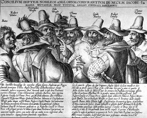 Barut: Bates, Robert Winter, Christopher Wright, John Wright, Thomas Percy, Guido Fawkes, Thomas Winter by Unknown artist
