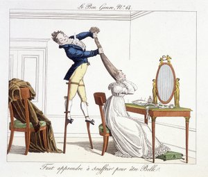 Kuaförlük seansı: güzel olmak için nasıl acı çekileceğini öğrenmek - “Le Bon Genre”de, deb. 19. yüzyıl by Unknown artist