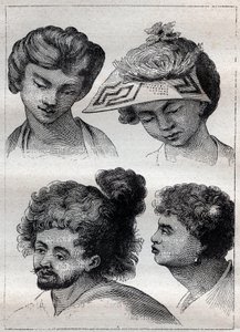 Taiti (Tahiti) sakinlerinin saç modelleri - “18. Yüzyılın Büyük Denizcileri”nden alınan resim” by Unknown artist